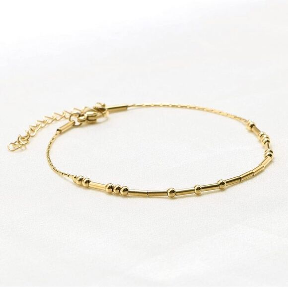 NWT Wool + Pepper Co. Morse Code Gold Bracelet - Warrior - Picture 2 of 6